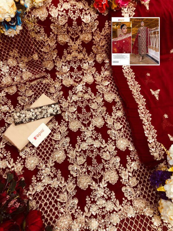 Fepic Rosemeen R 9103 Preety Red Heavy Work Pakistani Suits Collection