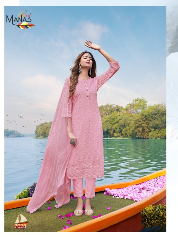 Manas Fab Schiffli Vol-5 Designer Geroegette Readymade Salwar Kameez
