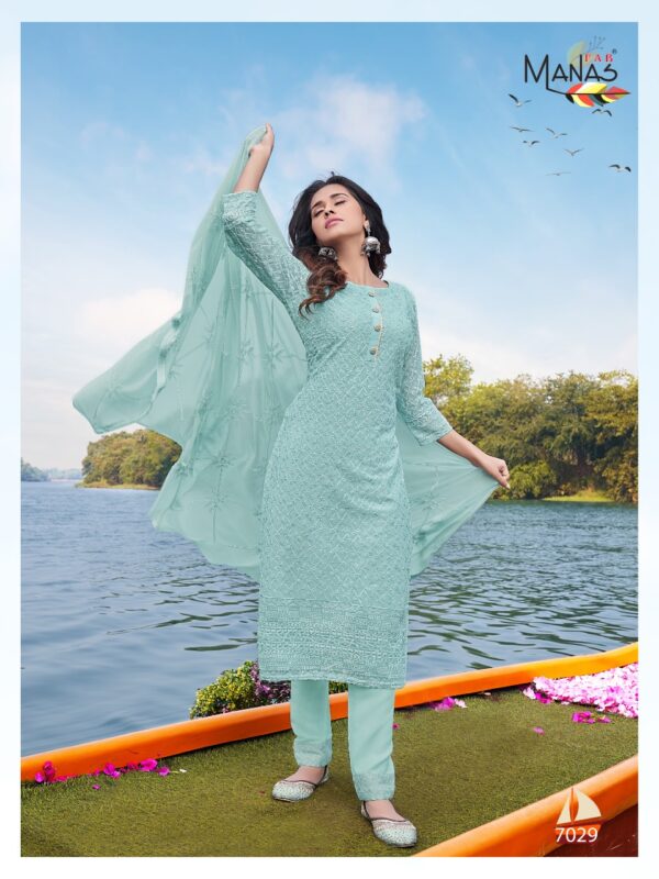 Manas Fab Schiffli Vol-5 Designer Geroegette Readymade Salwar Kameez