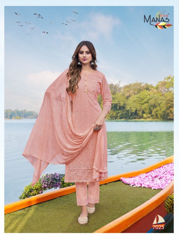 Manas Fab Schiffli Vol-5 Designer Geroegette Readymade Salwar Kameez