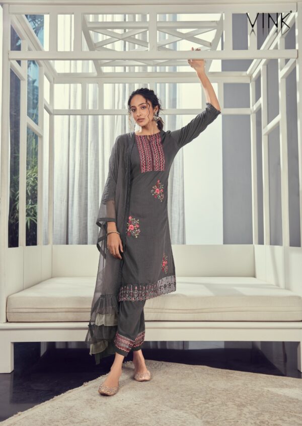 VINK RUFFLES VOL 3 KURTI PANT WITH DUPATTA SUPPLIER SURAT