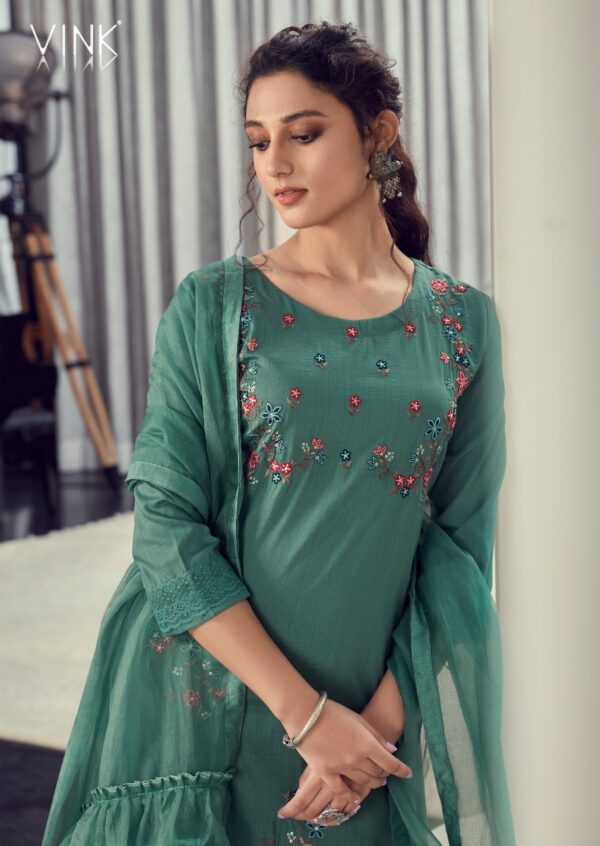 VINK RUFFLES VOL 3 KURTI PANT WITH DUPATTA SUPPLIER SURAT