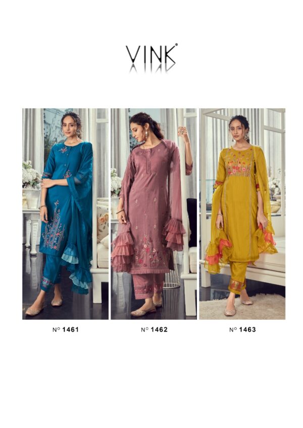 VINK RUFFLES VOL 3 KURTI PANT WITH DUPATTA SUPPLIER SURAT