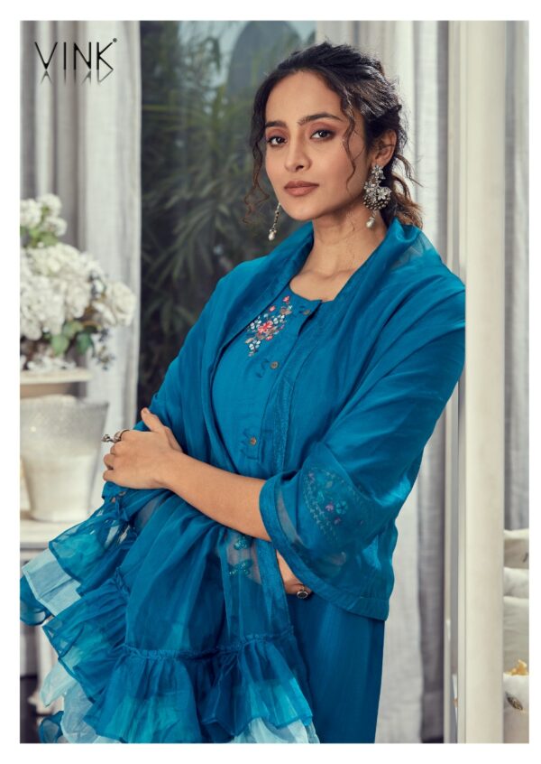VINK RUFFLES VOL 3 KURTI PANT WITH DUPATTA SUPPLIER SURAT