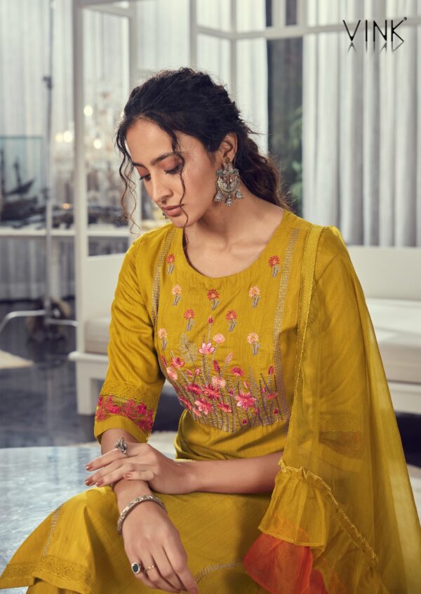 VINK RUFFLES VOL 3 KURTI PANT WITH DUPATTA SUPPLIER SURAT