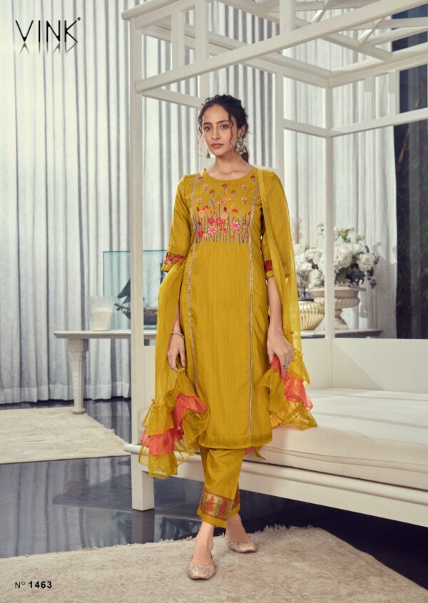 VINK RUFFLES VOL 3 KURTI PANT WITH DUPATTA SUPPLIER SURAT