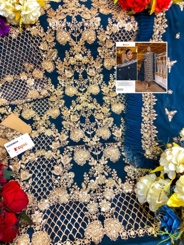 FEPIC ROSEMEEN R 9103 GEORGETTE MBOIRDERY PAKISTANI SUITS
