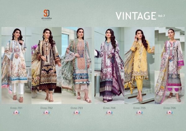 SHRADDHA DESIGNER VINTAGE VOL 7 LAWN COTTON PRINTED PAKISTANI SUITS EXCLUSIVE CATALOG
