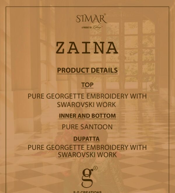 SIMAR ZAINA GEORGETTE WITH EMBROIDERY SUITS LATEST COLLECTION