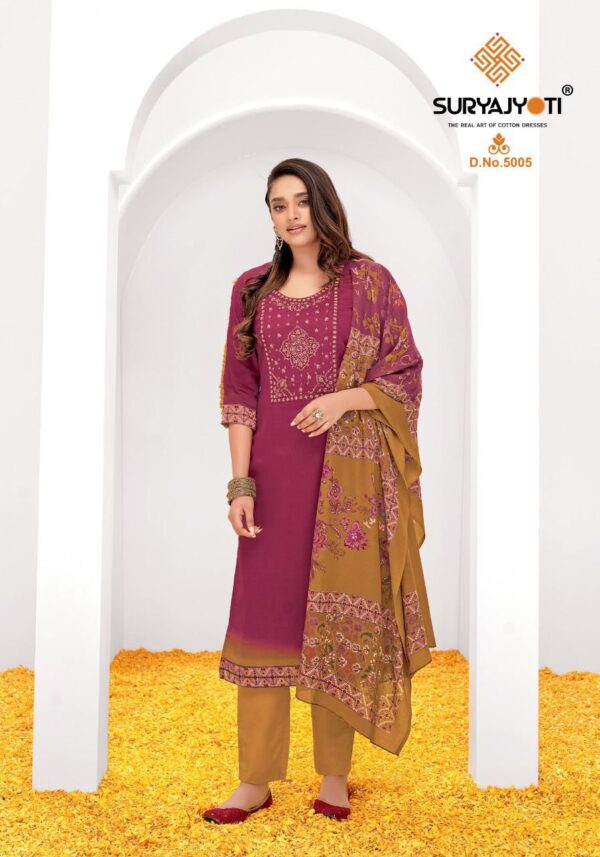SURYAJYOTI SHADED VOL 5 SATIN COTTON SUITS WHOLESALER SURAT