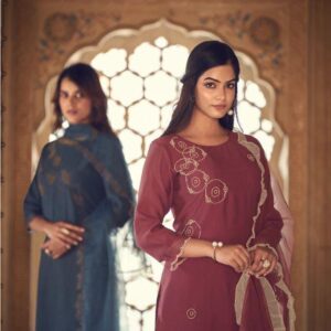 VINK APPLIQUE HANDWORK KURTI PANTS WITH DUPATTA LATEST CATALOGUE 2022