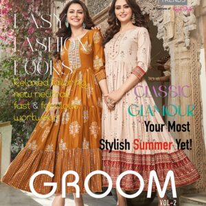 DIYA TRENDS GROOM VOL 2 DESIGNER LONG GOWN STYLE KURTIS WHOLESALER