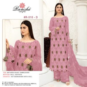 Ramsha 510 D Net With Heavy Embroidery Pakistani Salwar Kameez