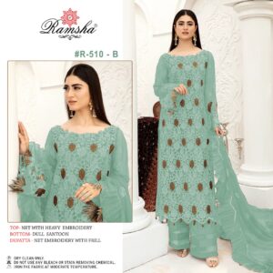 Ramsha R 510 B Heavy Net Embroidery Pakistani Salwar Kameez