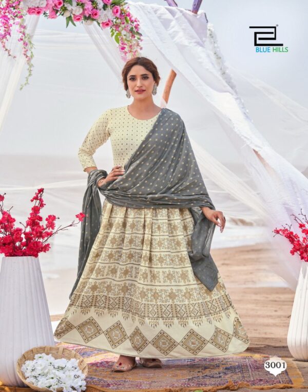 Blue Hills Walkway Dupatta Edition Vol 3 Gown Style Kurti With Dupatta