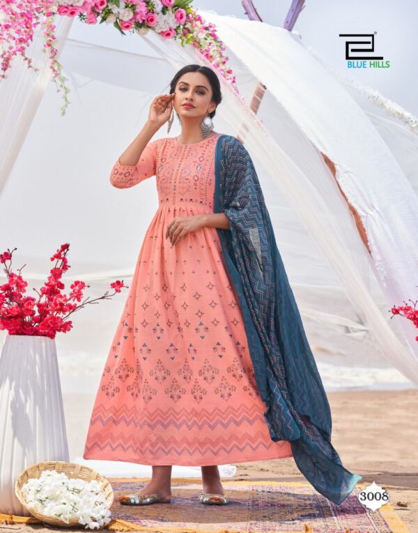 Blue Hills Walkway Dupatta Edition Vol 3 Gown Style Kurti With Dupatta