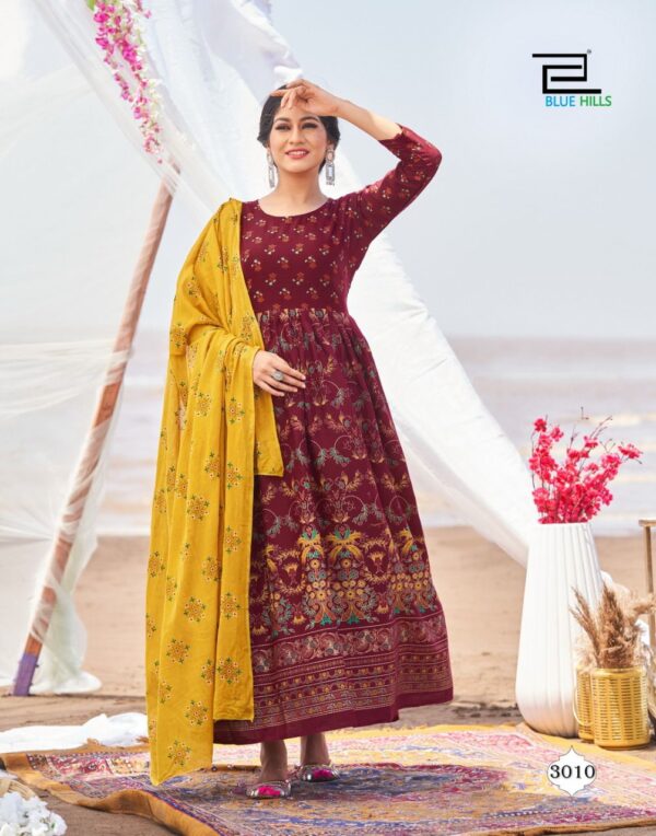 Blue Hills Walkway Dupatta Edition Vol 3 Gown Style Kurti With Dupatta