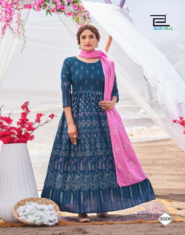 Blue Hills Walkway Dupatta Edition Vol 3 Gown Style Kurti With Dupatta