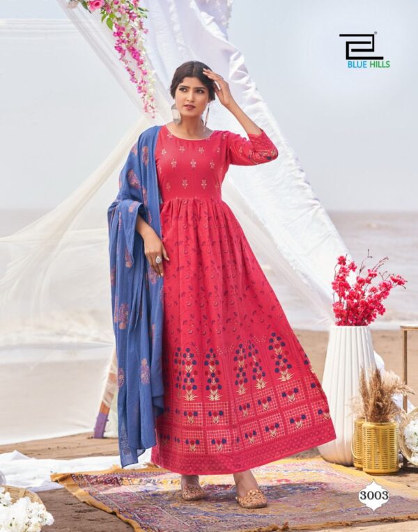 Blue Hills Walkway Dupatta Edition Vol 3 Gown Style Kurti With Dupatta
