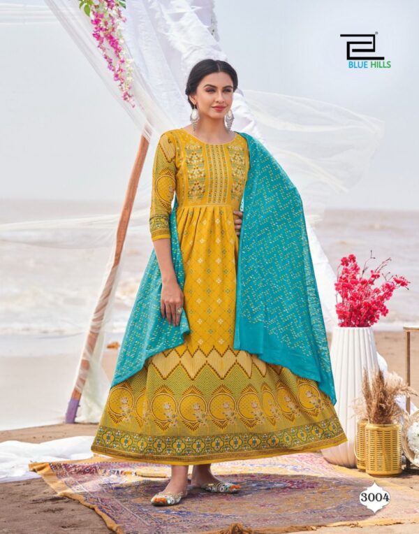 Blue Hills Walkway Dupatta Edition Vol 3 Gown Style Kurti With Dupatta