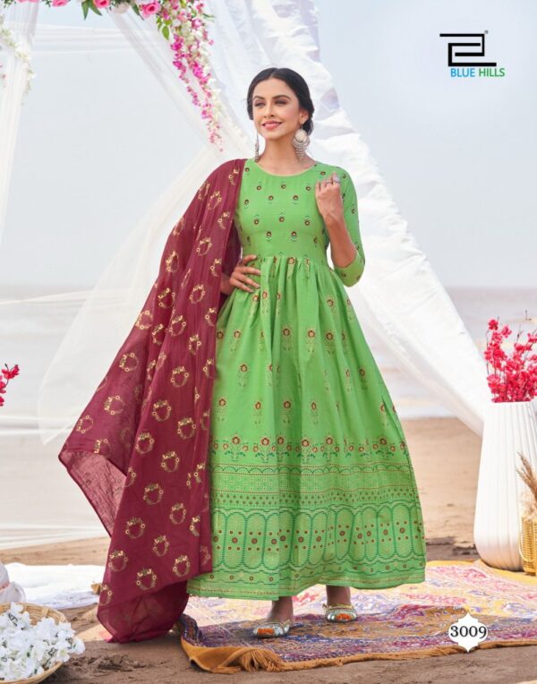 Blue Hills Walkway Dupatta Edition Vol 3 Gown Style Kurti With Dupatta