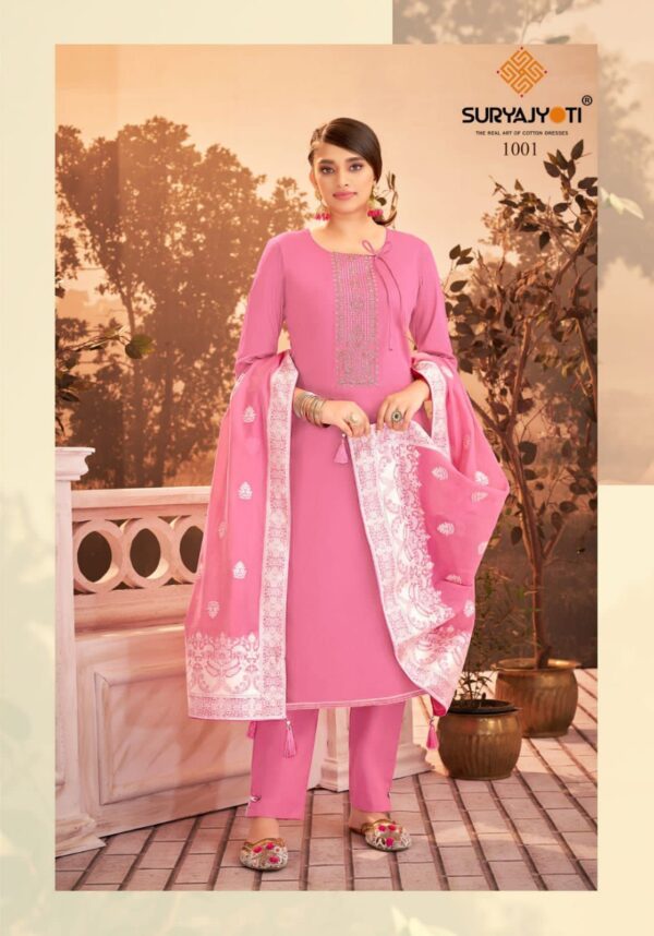 Suryajyoti Khanak Vol 1 Jam Satin Embroidery Work Fancy Salwar Kameez Wholesaler