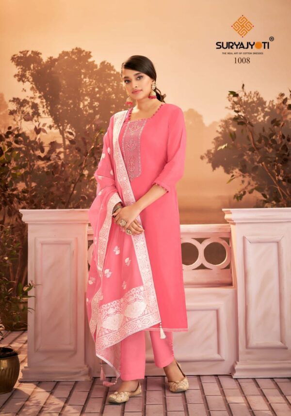 Suryajyoti Khanak Vol 1 Jam Satin Embroidery Work Fancy Salwar Kameez Wholesaler