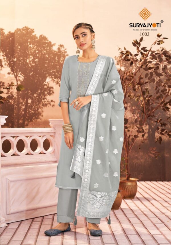 Suryajyoti Khanak Vol 1 Jam Satin Embroidery Work Fancy Salwar Kameez Wholesaler