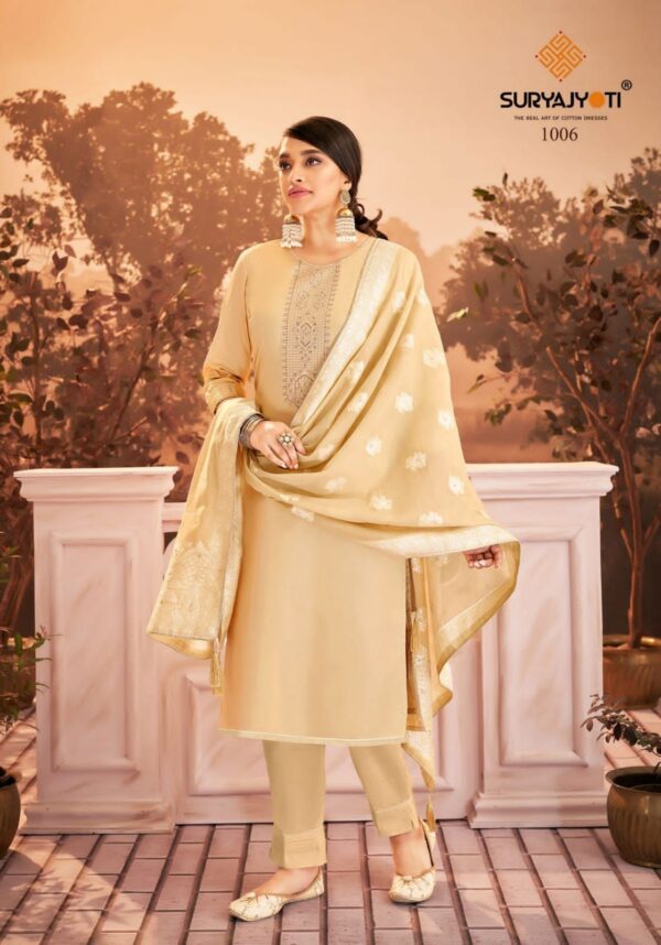 Suryajyoti Khanak Vol 1 Jam Satin Embroidery Work Fancy Salwar Kameez Wholesaler