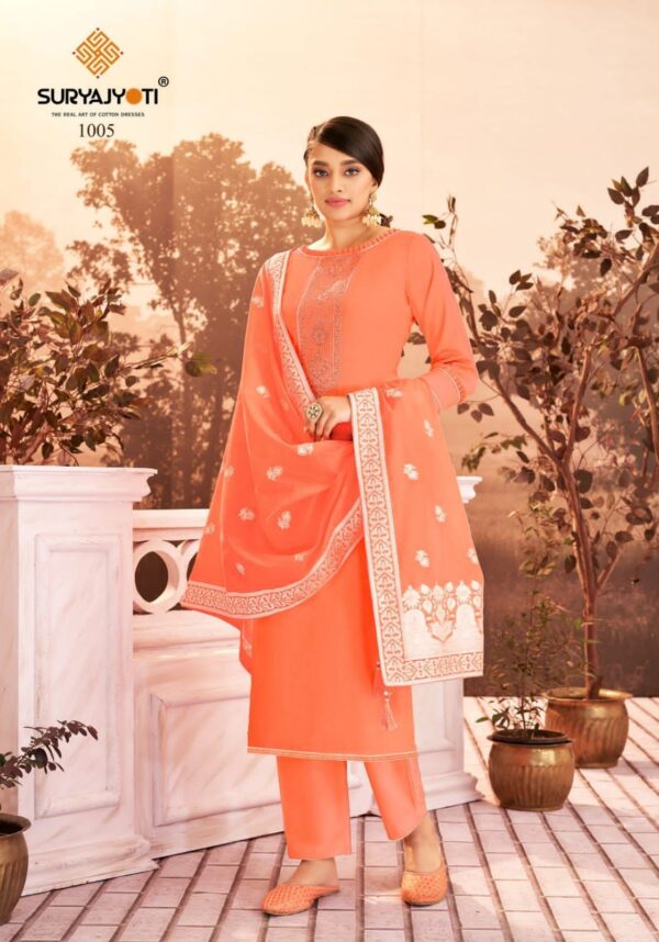 Suryajyoti Khanak Vol 1 Jam Satin Embroidery Work Fancy Salwar Kameez Wholesaler