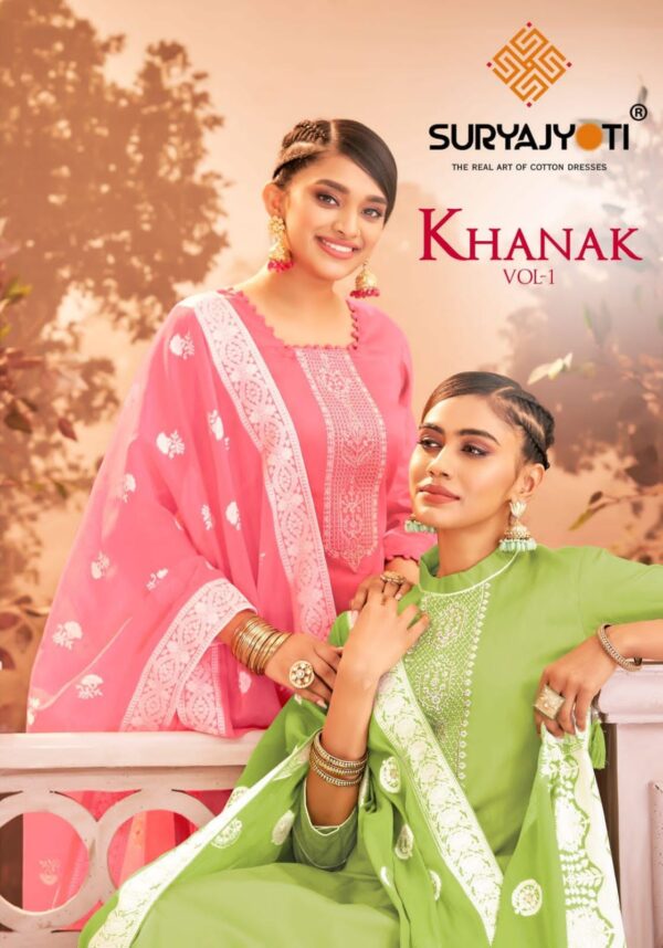 Suryajyoti Khanak Vol 1 Jam Satin Embroidery Work Fancy Salwar Kameez Wholesaler