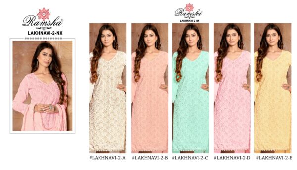 Ramsha Lakhnavi 2 Nx Fancy Georgette Lakhnavi Work Pakistani Salwar Kameez Wholesaler