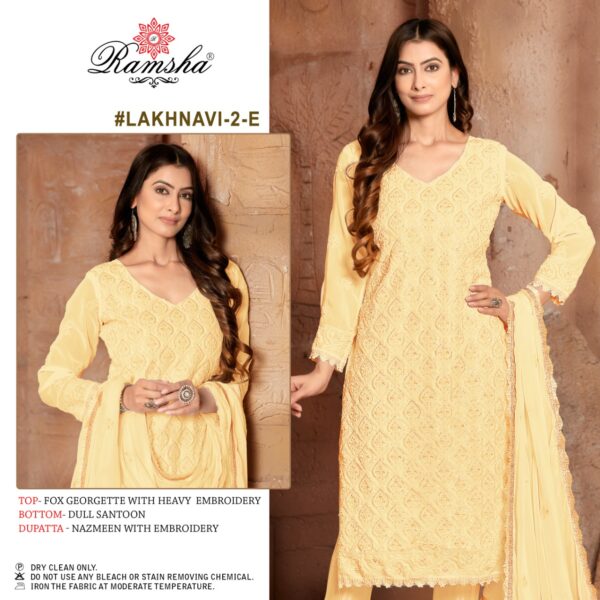 Ramsha Lakhnavi 2 Nx Fancy Georgette Lakhnavi Work Pakistani Salwar Kameez Wholesaler