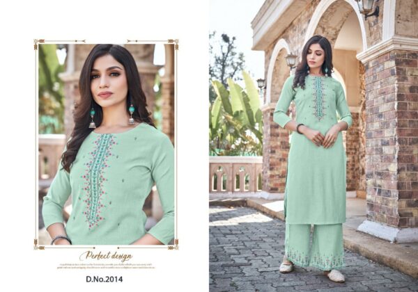 Snap Style Blossom Rayon Kurti With Plazzo Collection Wholesaler