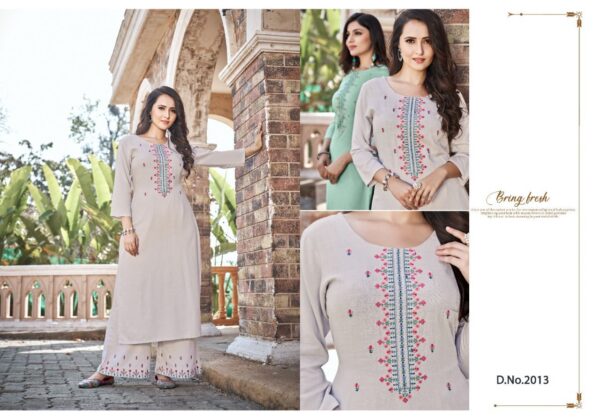 Snap Style Blossom Rayon Kurti With Plazzo Collection Wholesaler