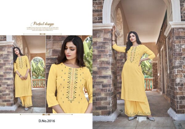 Snap Style Blossom Rayon Kurti With Plazzo Collection Wholesaler