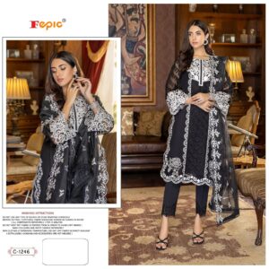 Fepic Rosemeen C 1246 Organza Embroidery Work Pakistani Salwar Kameez