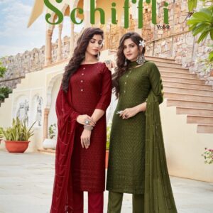 Manas Fab Schiffli Vol 9 Kurti With Bottom And Dupatta