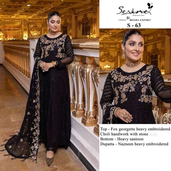 Serene S 63 Beautiful Heavy Embroidery Work Georgette Pakistani Dresses
