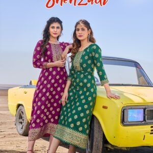 BLUE HILLS SHEHZADI RAYON FOIL PRINT KURTIS WHOLESALE