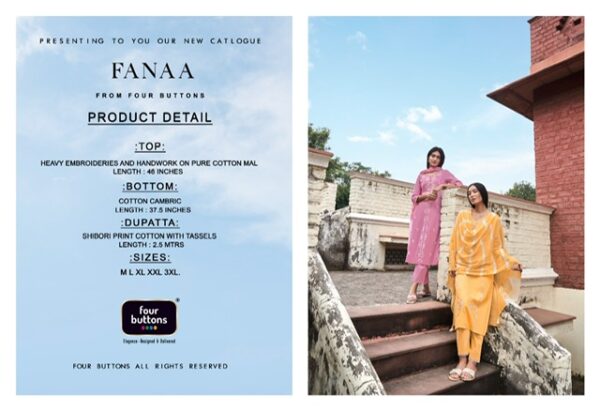 FOUR BUTTONS FANNA COTTON HANDWORK 3 PIECE SET CATALOGUE