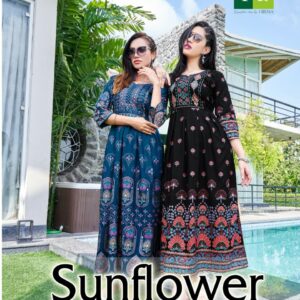 HIRWA SUNFLOWER VOL 4 HEAVY RAYON LONG GOWNS SUPPLIER