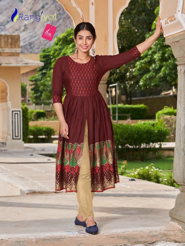 Rangjyot Mihira Rayon Designer Kurti Catalog 2023