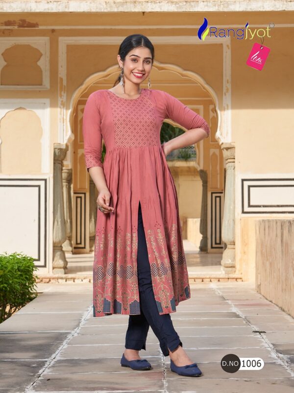 Rangjyot Mihira Rayon Designer Kurti Catalog 2023