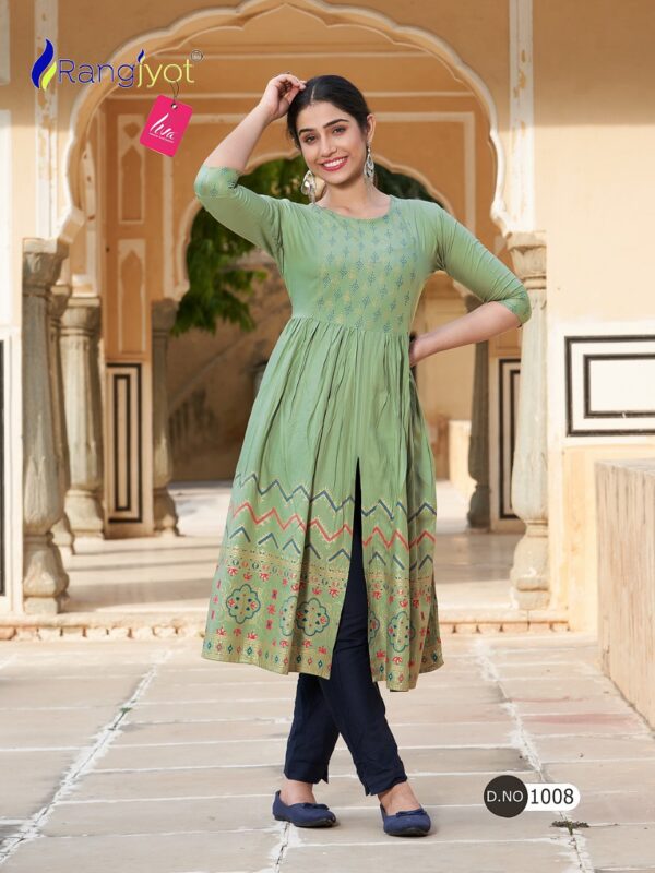 Rangjyot Mihira Rayon Designer Kurti Catalog 2023