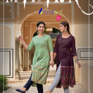 Rangjyot Mihira Rayon Designer Kurti Catalog 2023