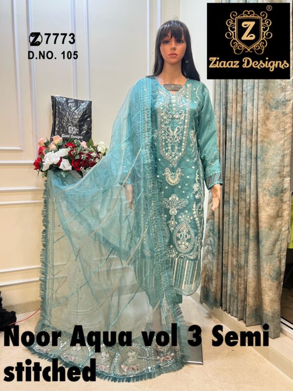 ZIAAZ 7773 NOOR AQUA VOL 3 PAKISTANI SUITS MANUFACTURER