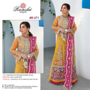 RAMSHA R 571 ORGANZA HEAVY WORK PAKISTAN SUITS