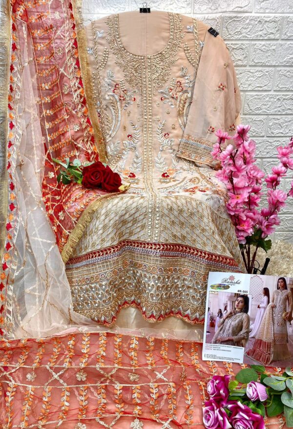 RAMSHA R 565 GEORGETTE FANCY PAKISTANI SUITS MANUFACTURER
