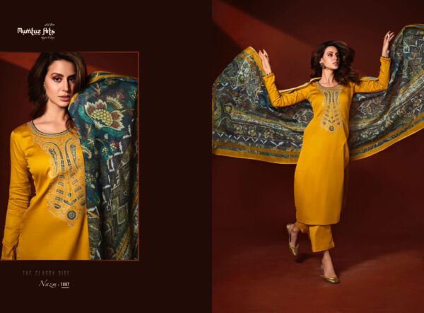 MUMTAZ ARTS NAZM VISCOSE JAM SATIN EMBROIDERY SUITS